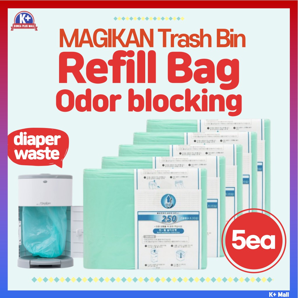 ️Ready Stock ️ [Refill] MAGIKAN Refill Bag 11M 5ea of Trash bin Odor