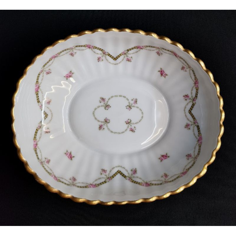 Atelier du Tabalou Limoges 🇨🇵 20cm Made in France Pink Flowers Scalloped  Oval Bowl | Shopee Malaysia