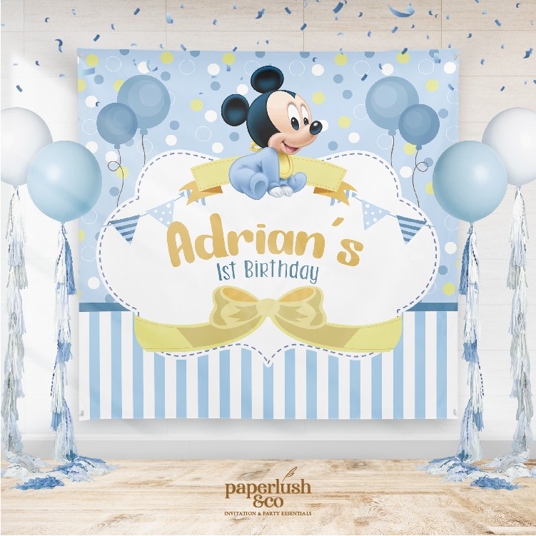 Birthday Banner Birthday Backdrop Hari Jadi Mickey Mouse Shopee Malaysia