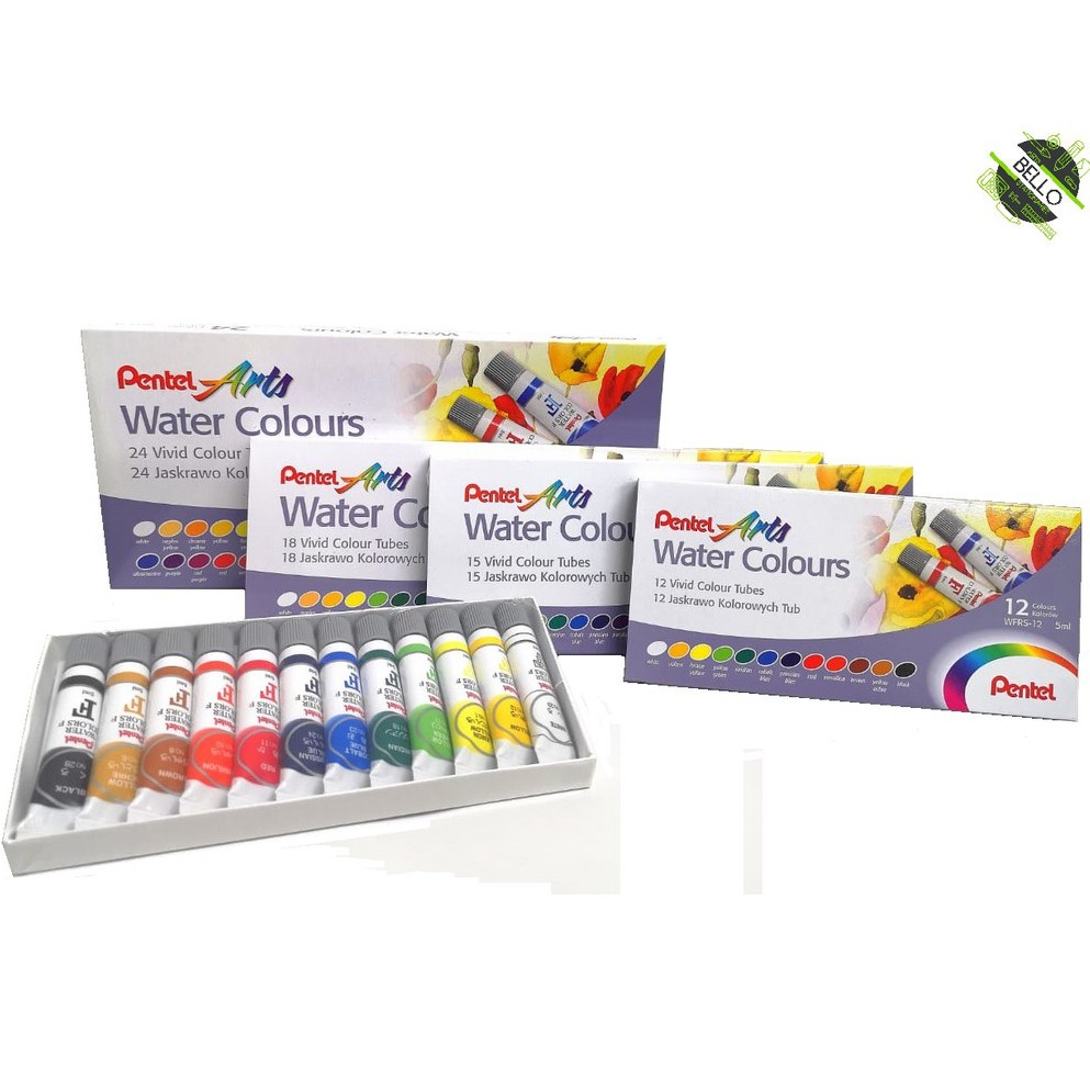 Pentel Arts Water Colors, Assorted Colors, Pack of 18 (WFRS-18)