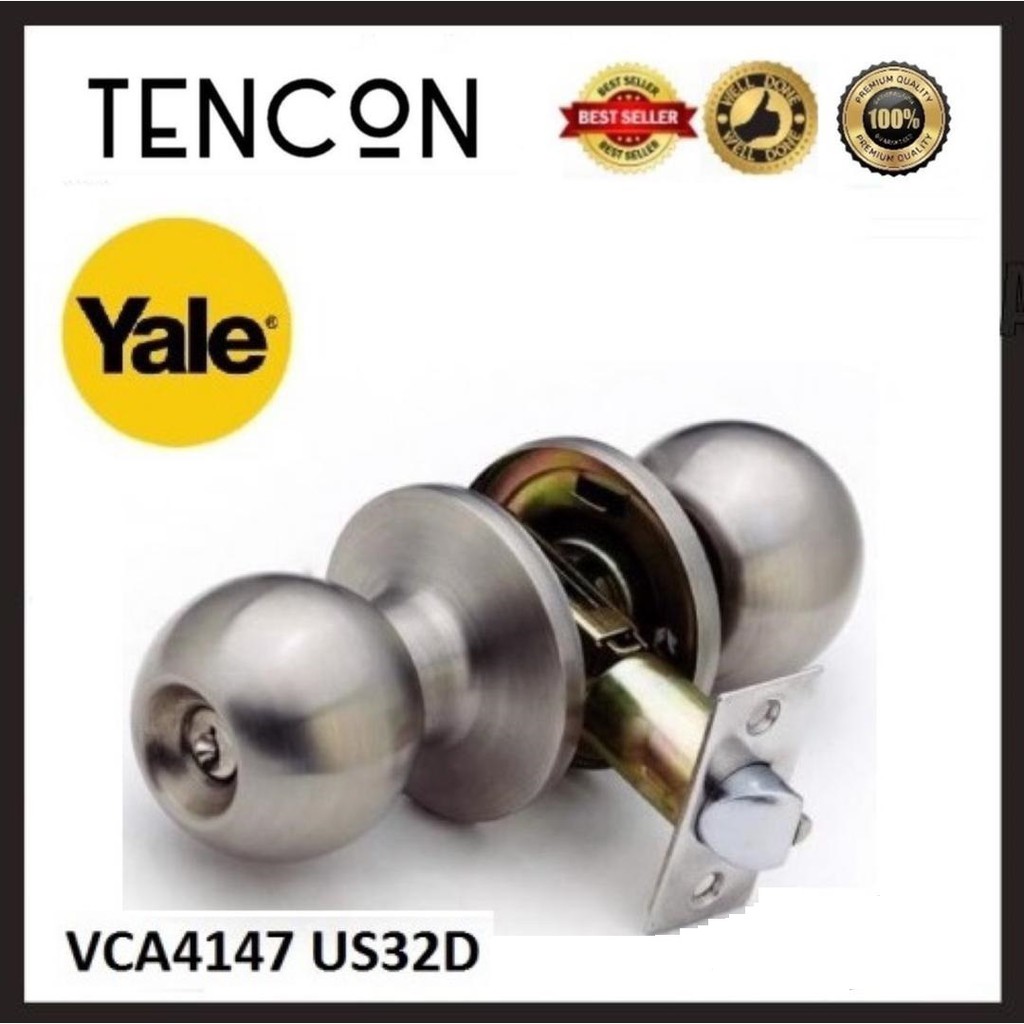 YALE STAINLESS STEEL CYLINDRICAL KNOB SET ENTRANCE FUNCTION VCA4147 ...