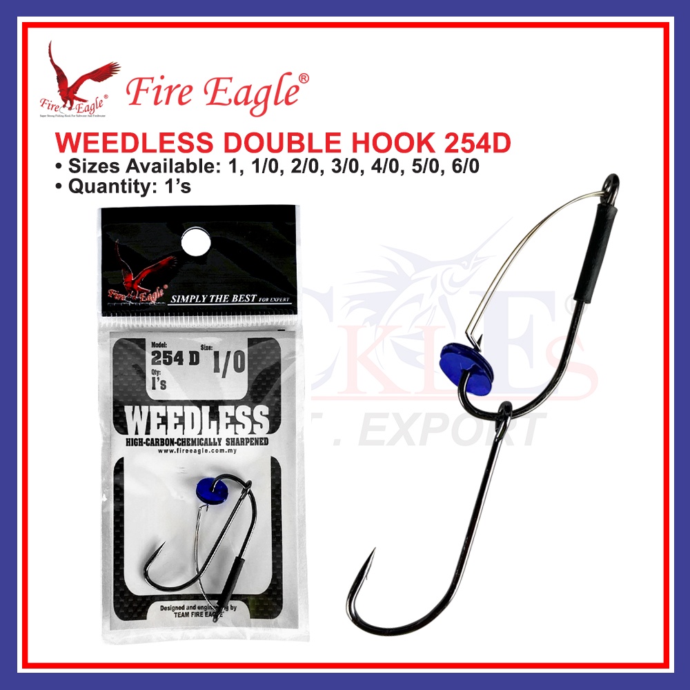 1'S) Fire Eagle Weedless Double Hook 254D Weedless Fishing Hook