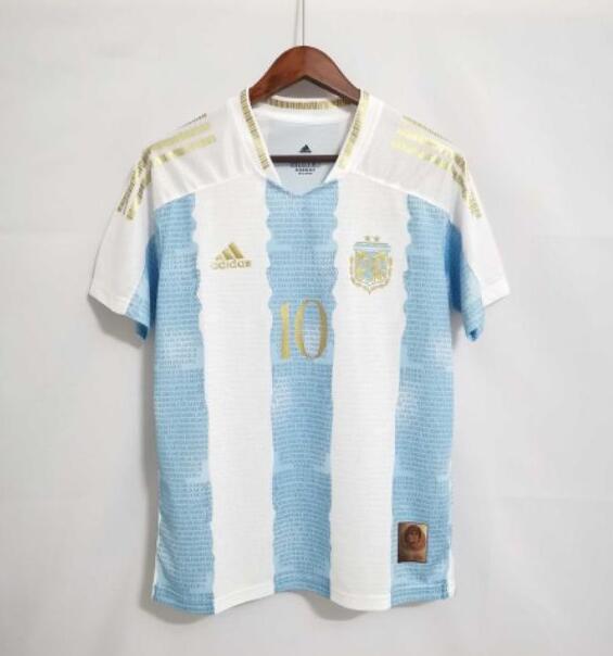 Commemorative Edition Argentina Maradona Blue&White Thailand Soccer Jersey  AAA-407,Argentina