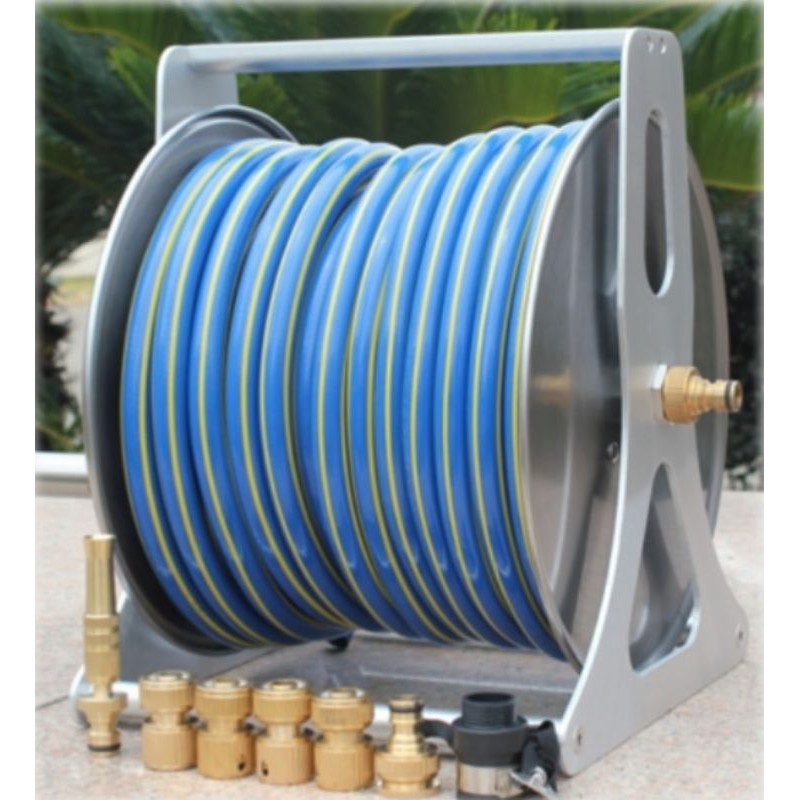 Wall Mounted Heavy Duty Stainless Steel Hose Reel/Garden Hose Reel(Full Set  Unit) with outlet hose