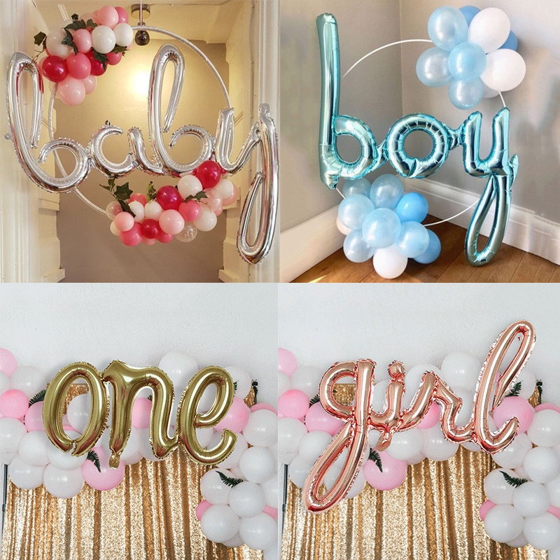 Ready Stock Blue Pink One Boy Rose Gold Girl Letter Foil Balloons Baby ...