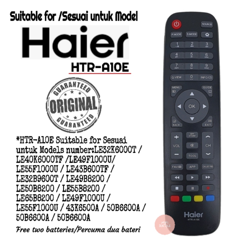 Haier HTR-A10E Smart Led TV Remote Control ( Original OR High Quality ...