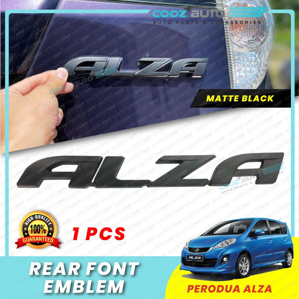Perodua Alza Car Logo Rear Font Emblem Matt Black | Shopee Malaysia