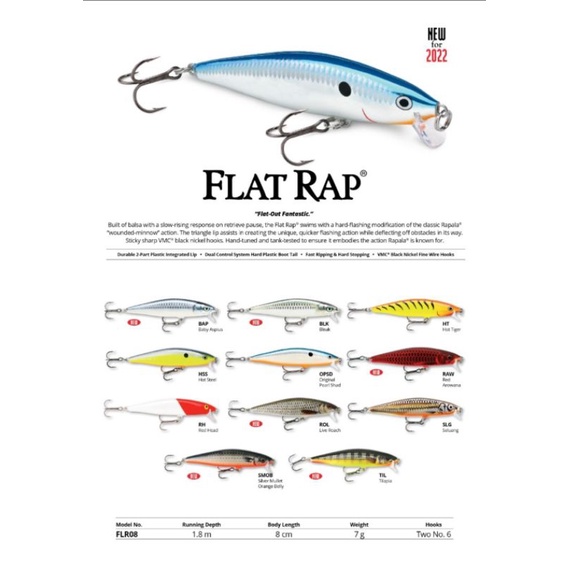 Leurre Rapala Flat Rap 8cm/7g – Couleur Pla Sew – Neuf