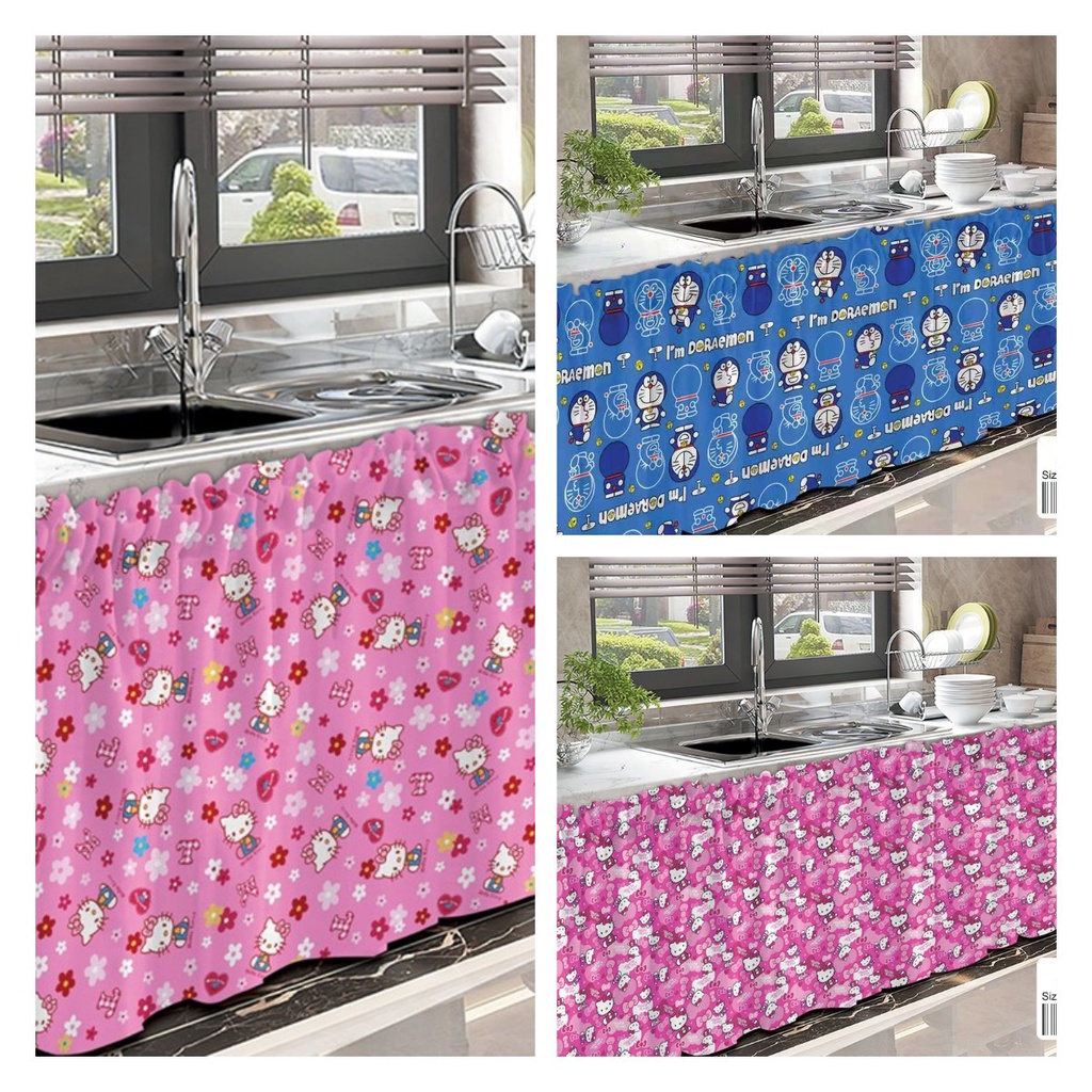 Doraemon Hello Kitty Cartoon Kitchen Cabinet Curtain New 1PC 70*150cm ...