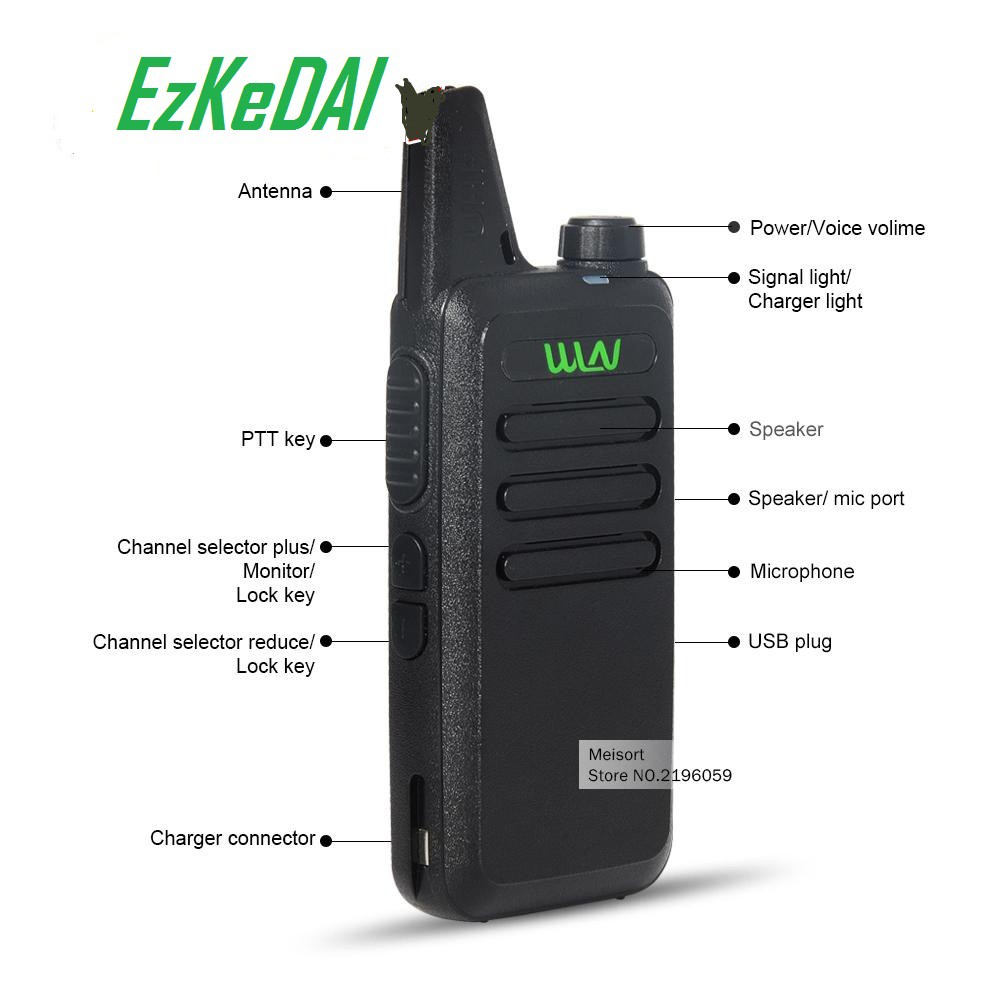 WLN KD-C1 Mini UHF 400-470 MHz Handheld Transceiver Two Way Ham Radio HF Communicator Walkie Talkie