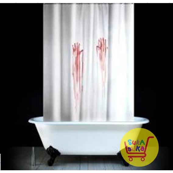 Bloody Handprint Shower Curtain (Halloween Gift) Shopee Malaysia