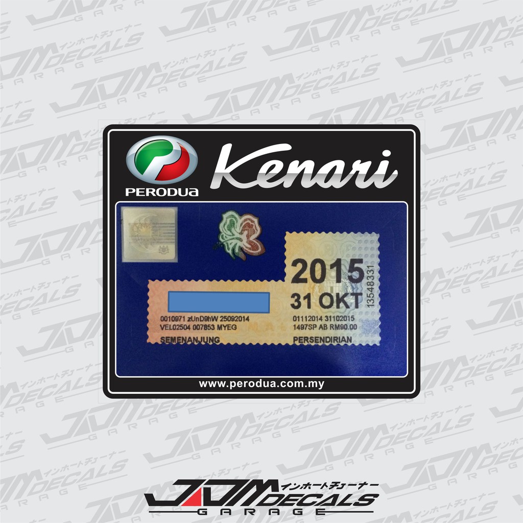 Perodua Kenari Roadtax Decal Sticker | Shopee Malaysia