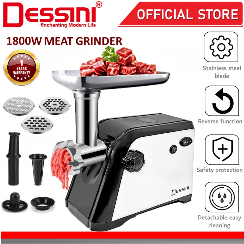 DESSINI ITALY 1800W Stainless Steel Electric Meat Grinders Sausage