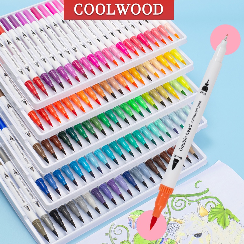 12/24/36/48/60/80/100 Colors Marker Pen Watercolor Brush Pen Dual Tip Brush  Marker Pens Painting Calligraph Art Supplies