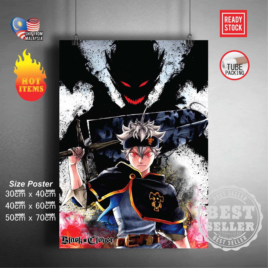 READY STOCK) Black Clover Poster Anime | asta | sally| Black Bulls | female  | Charmy | yuno | wall Sticker poster deco | Shopee Malaysia