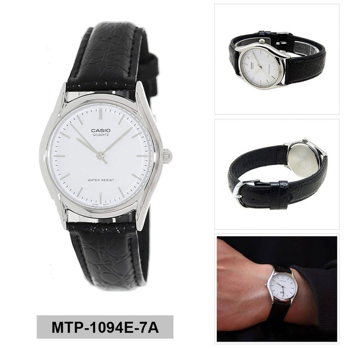 Casio Analog MTP 1094E Black Leather Strap Men s Watch Shopee Malaysia