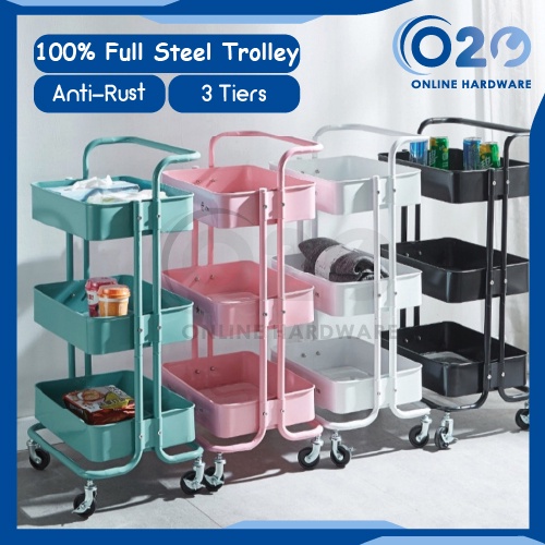 Trolley 100% Steel 3 Tiers Fully Powder Coated Steel Trolley Trolley ...