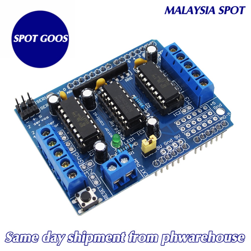 Motor Driver Shield L293D & 74HC595 - Arduino UNO Compatible for DC ...