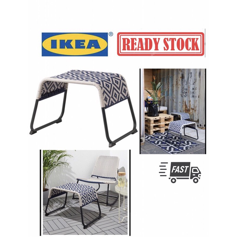 IKEA limited edition OVERALLT footstool stool chair outdoor blue 46x44cm Shopee Malaysia