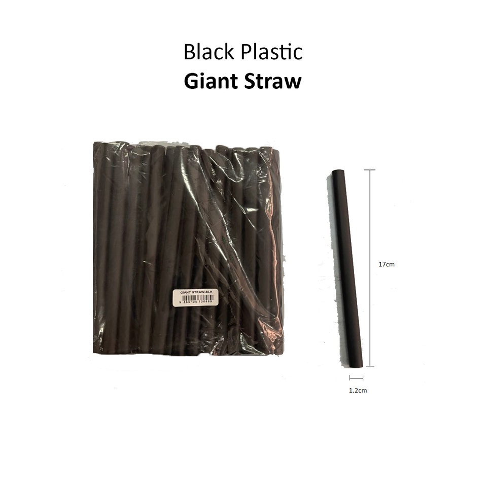 Plastic Straw / Flexible & Giant & Straight Straw / BLACK Plastic Straw