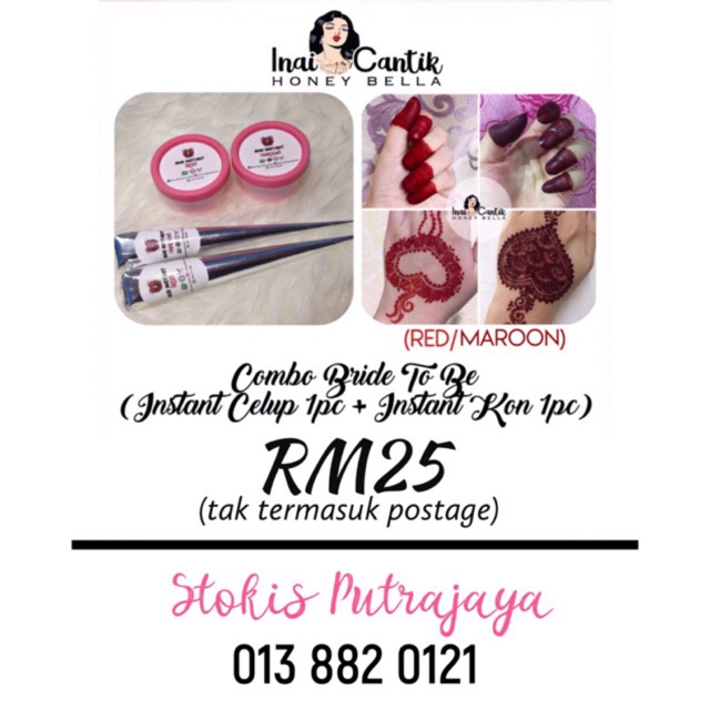 [COMBO] INAI KON + INAI CELUP INSTANT (Inai Cantik By Honey Bella ...