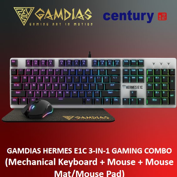 GAMDIAS HERMES E1C 3IN1 GAMING COMBO (Mechanical Keyboard+Mouse+Mouse