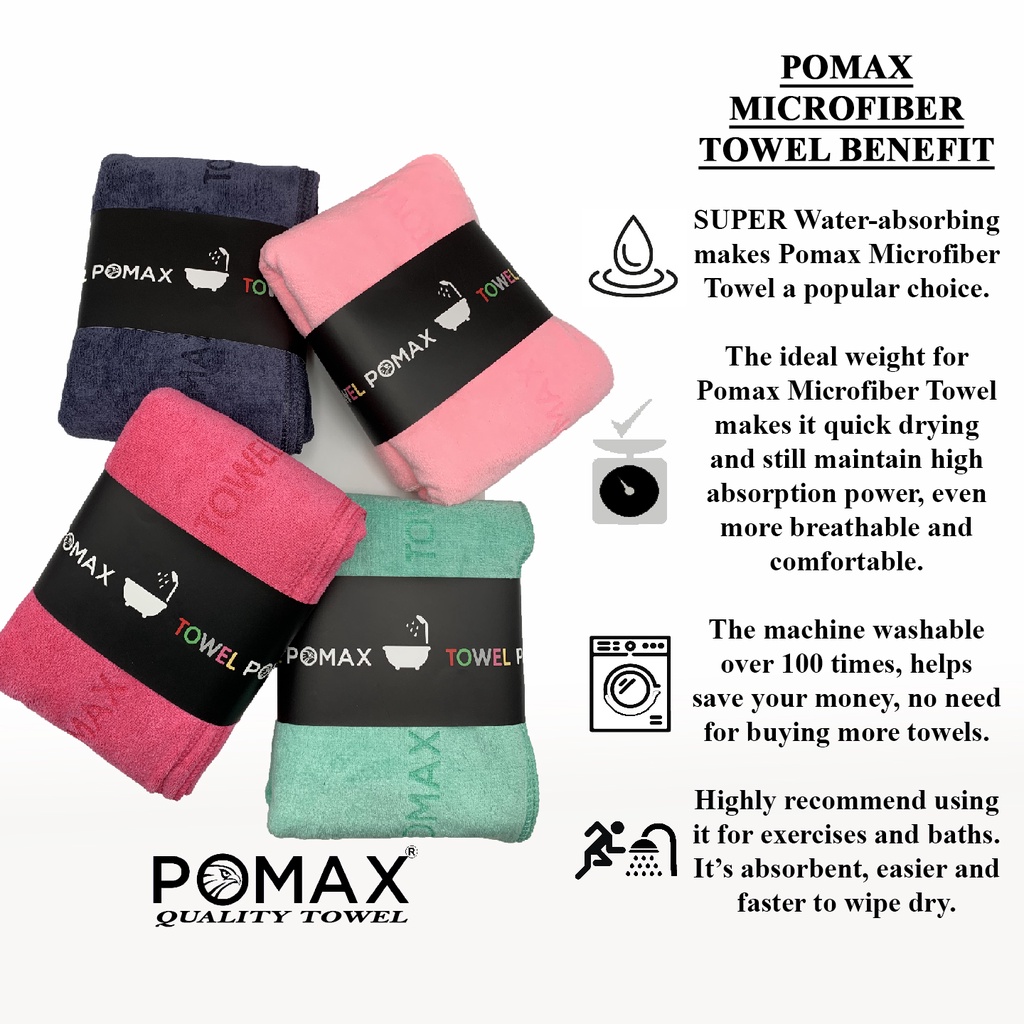 Pomax bath towel good quality microfiber towel for excercise tuala mandi Shopee Malaysia