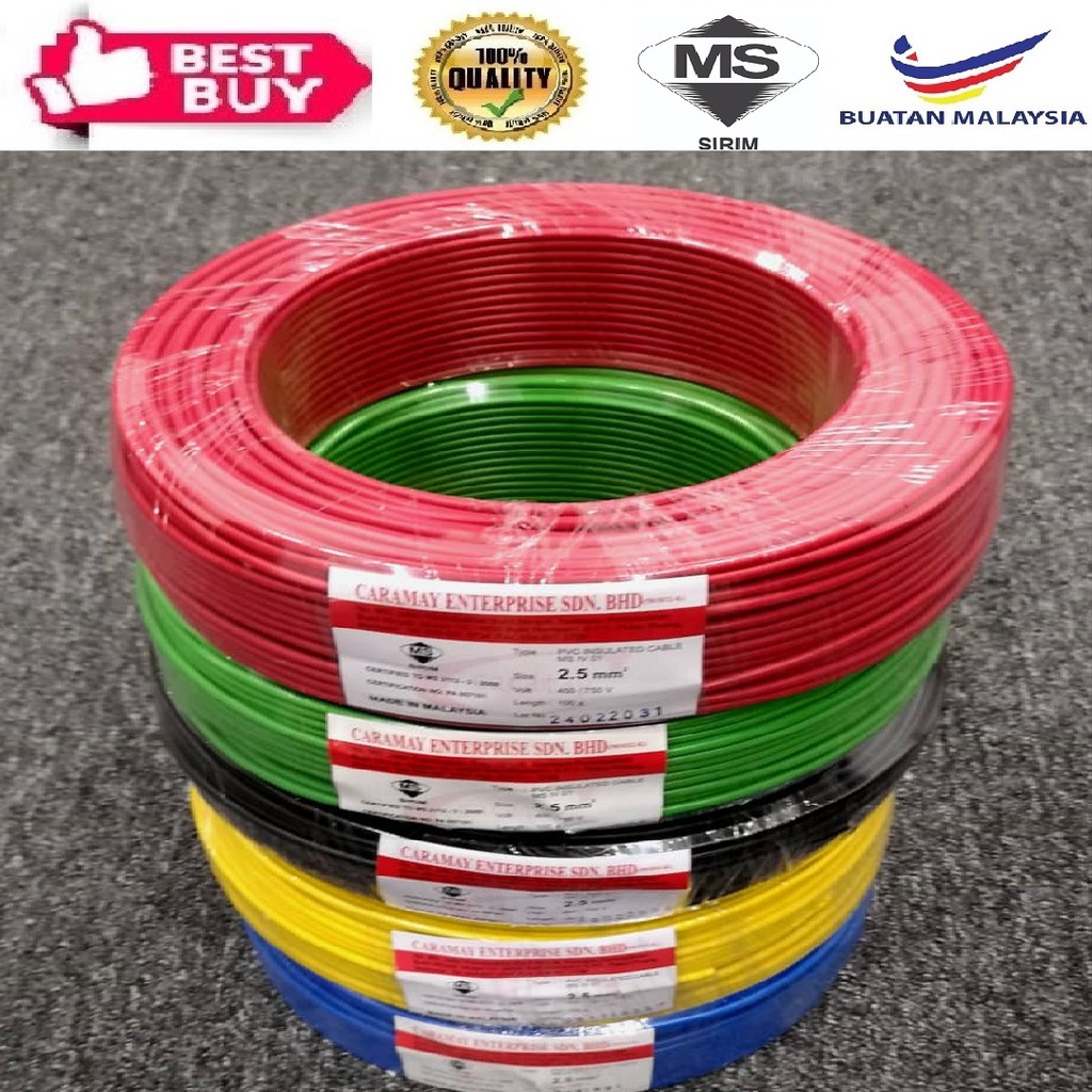 2.5mm Single Core PVC Insulated Cable with Red/Yellow/Blue/Green/Black