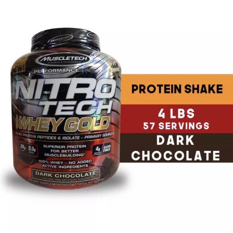 Muscletech Nitrotech 100 Whey Gold 4lbs Dark Chocolate Whey Protein Powder Muscle Building