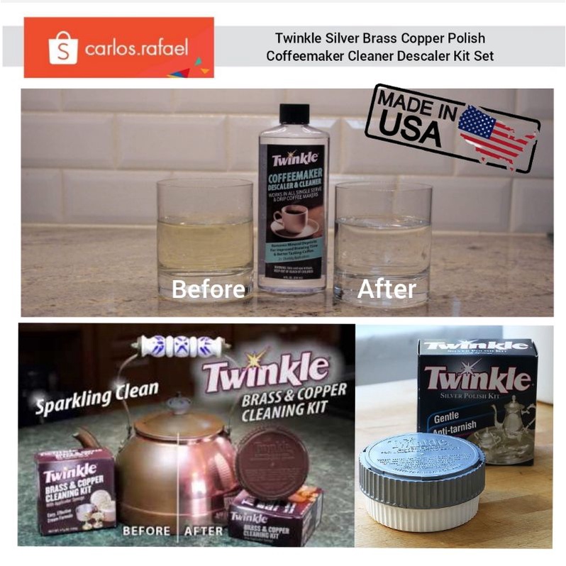 Made in USA] Twinkle Silver Brass Copper Polish Coffeemaker Cleaner  Descaler Kit Set