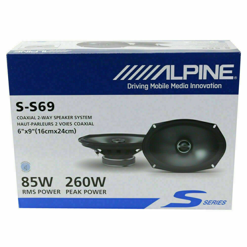 ALPINE S-S69 6 inch X 9 inch High Power 2 Way Coaxial Speaker 260W 6X9 ...