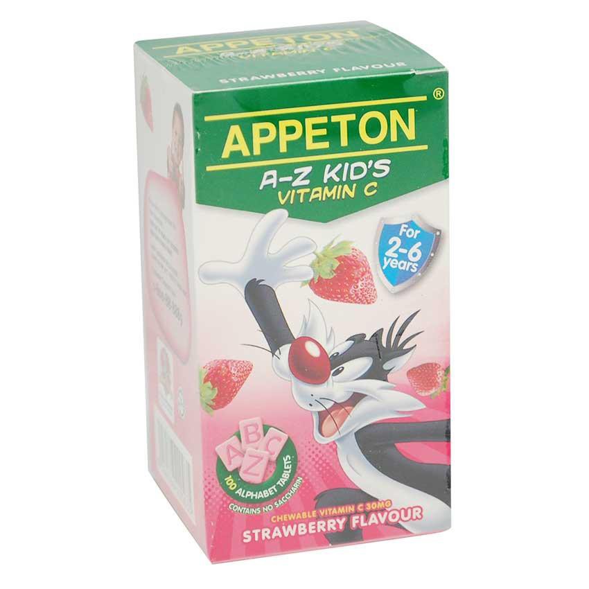 APPETON AZ KID'S VITAMIN C STRAWBERRY FLAVOUR 26 YEARS 100'S Shopee