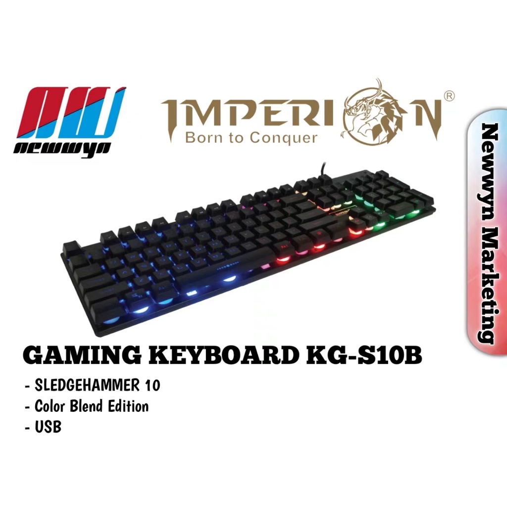 Newwyn Imperion Sledgehammer 10 Gaming Keyboard Black (Wired,RGB,104