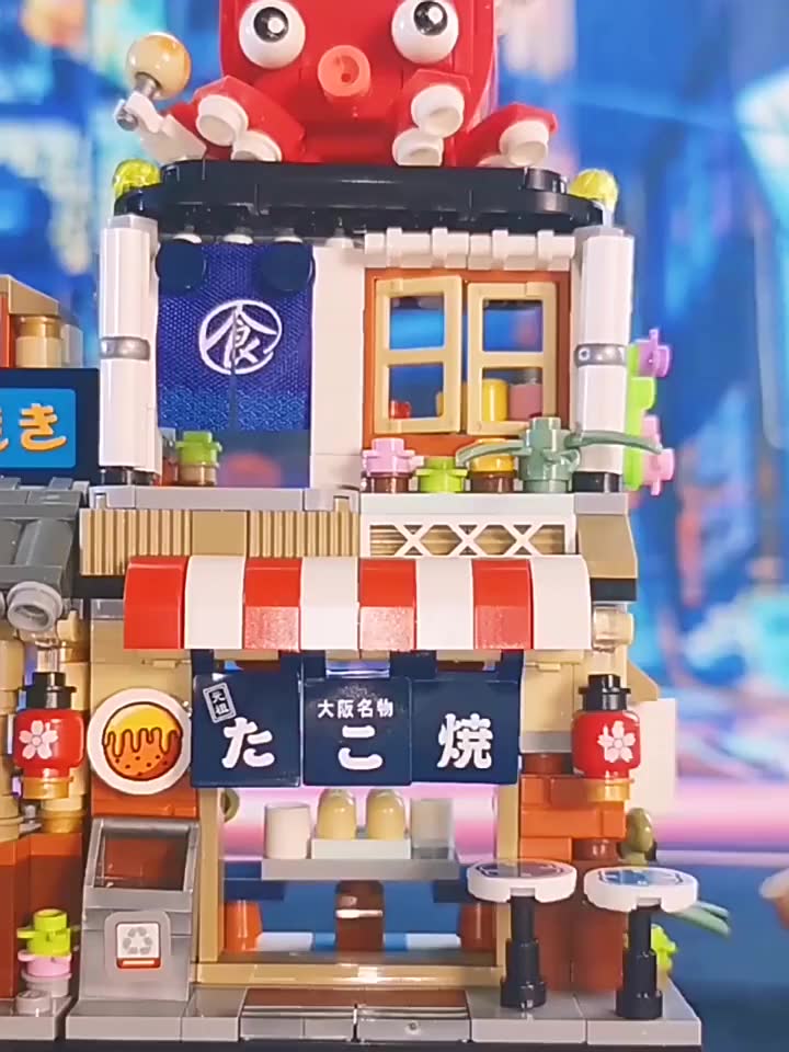 LOZ IDEAS Mini Block Japanese Street Series Takoyaki Ice Shop Octopus ...