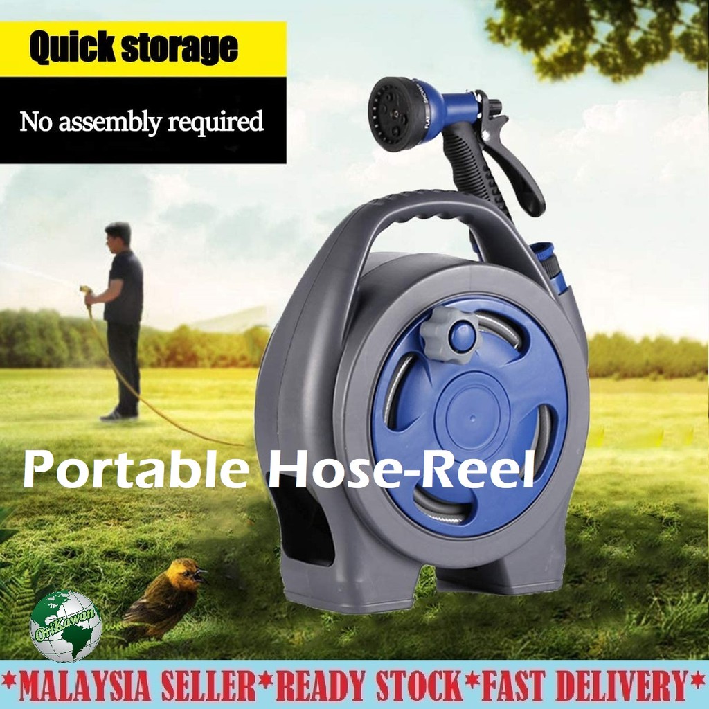 Portable Water Hose Reel Set Total Length 11.5M/ 37Ft Easy Storage