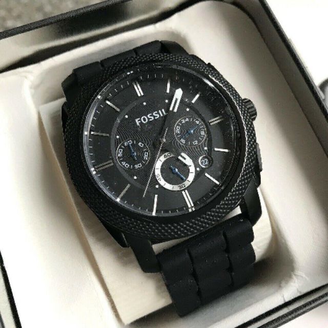 Fossil machine chronograph discount black silicone watch