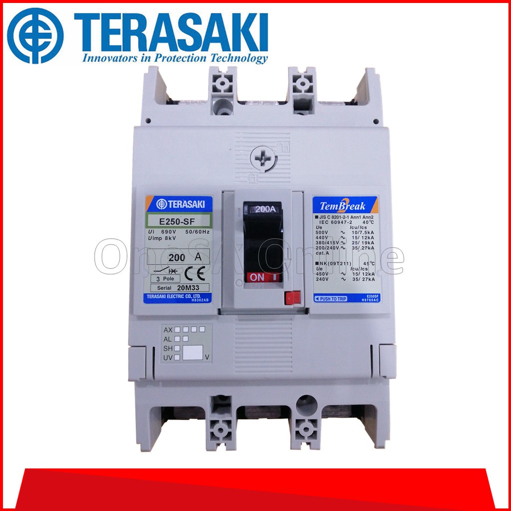 TERASAKI MCCB,3P 25KA 125A/150A/175A/200A/225A/250A,(E250SF-3P) | Shopee  Malaysia