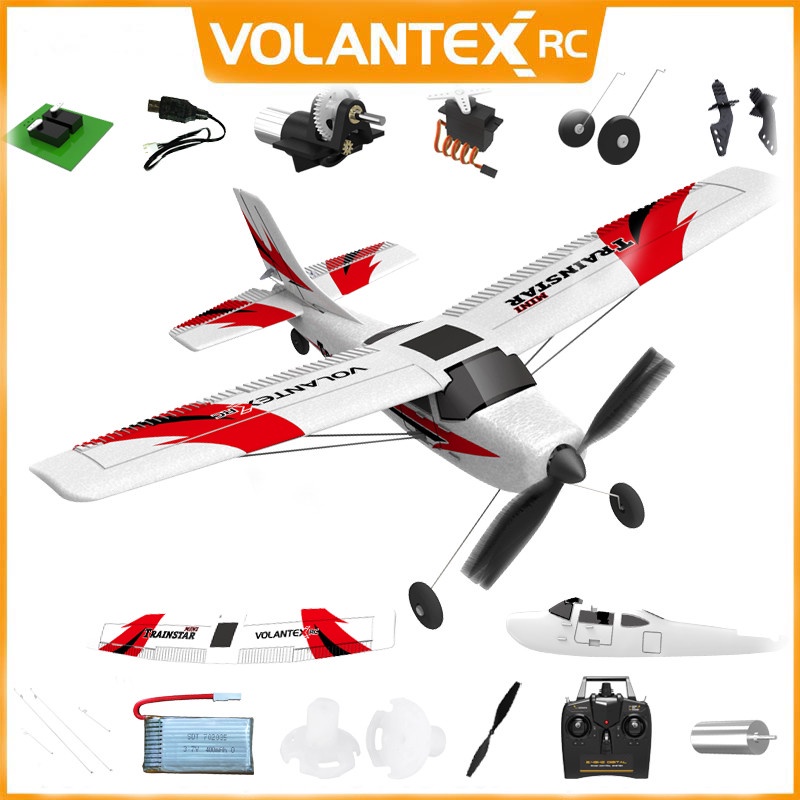 Volantex RC Plane Spare Parts Trainstar Mini 761 1 Fuselage Motor Main wing and tail Front landing gear Battery Shopee Malaysia