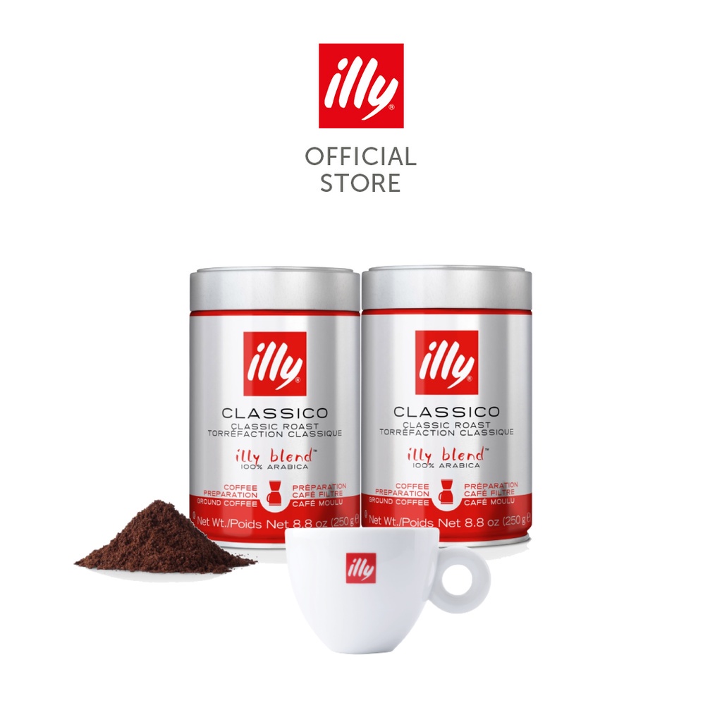 illy Ground Coffee Bundle (2x Ground Coffee + 1 Cappuccino Cup