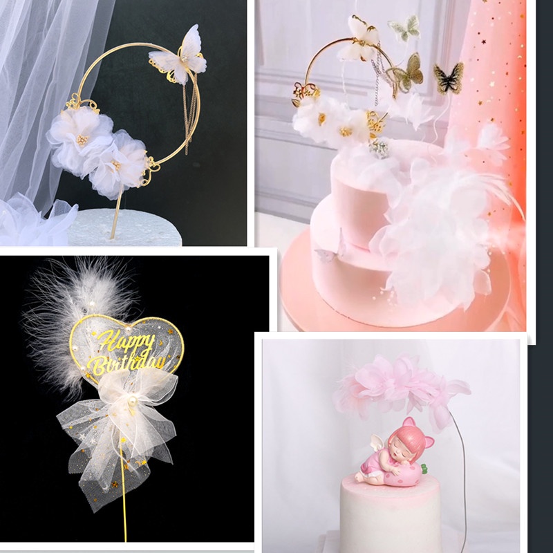 5-teiliges Ballet Girl Cake Topper Set – Mit Perlenkrone, Federflügeln & 3 Ballerina-Figuren Für Geburtstagskuchen