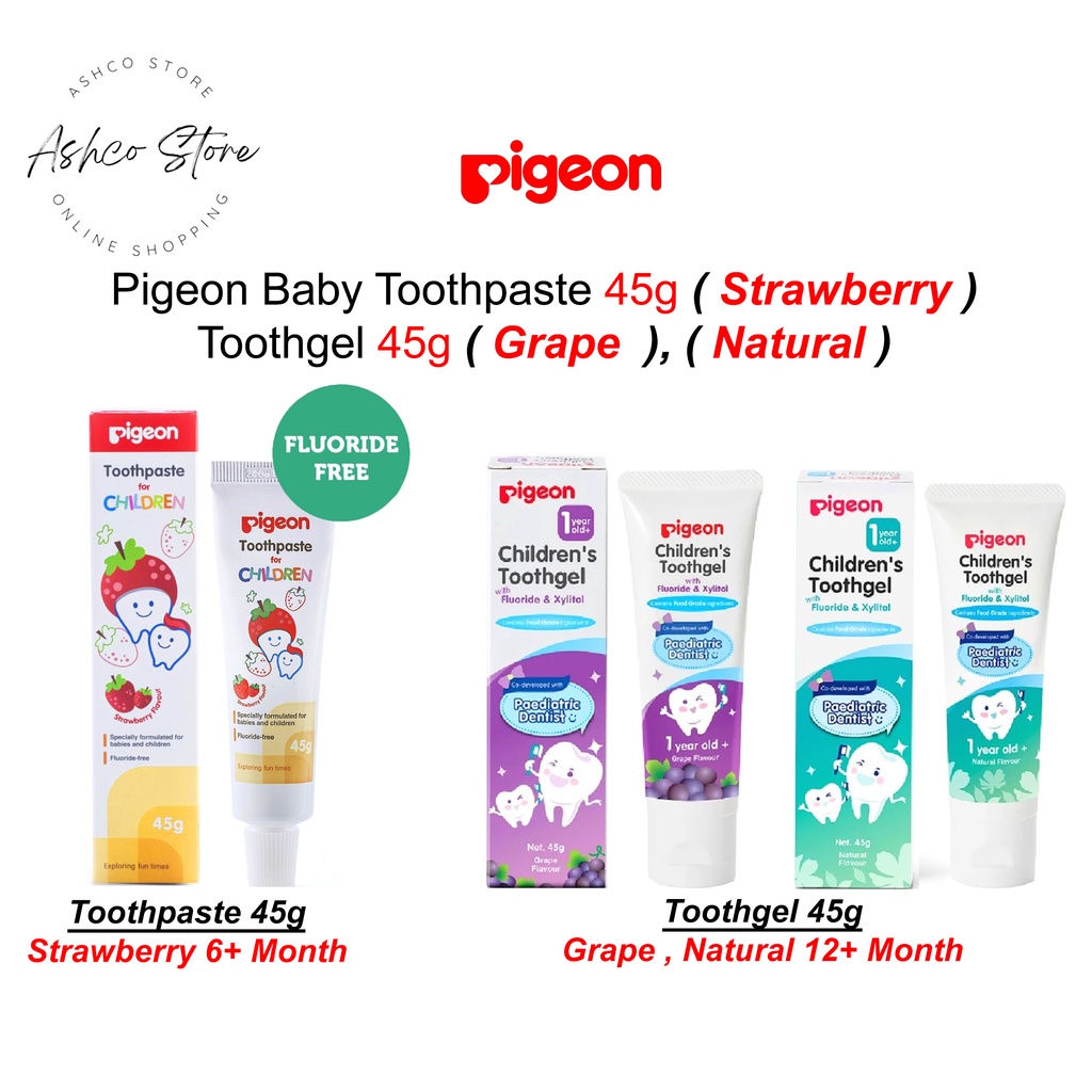 Pigeon Baby Toothpaste 45g ( Strawberry ) / Toothgel 45g ( Grape