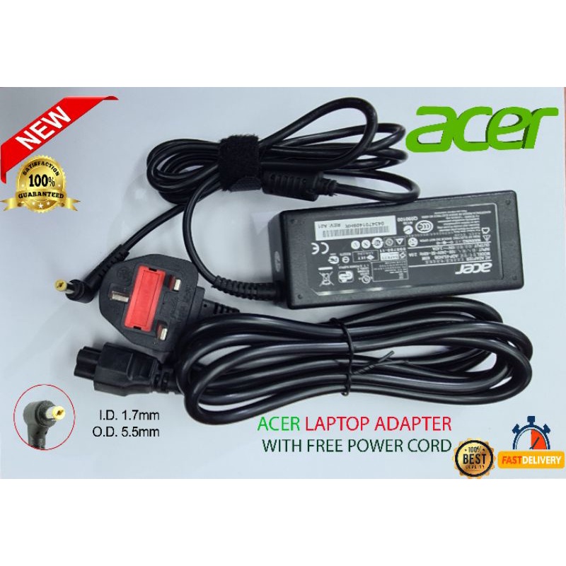 Acer Laptop New Adapter Power Cord.-65W-Output(19V-3.42A) | Shopee Malaysia