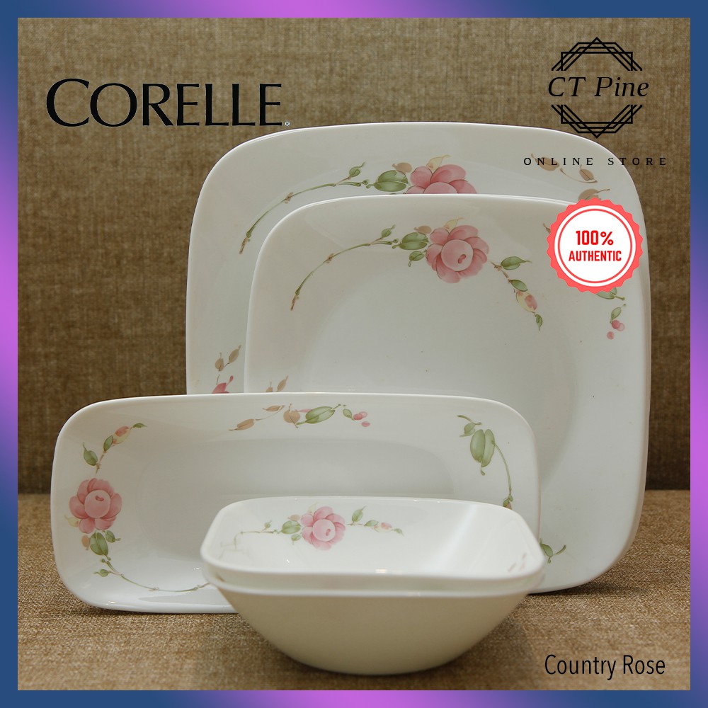 Corelle Square 6pc Set Country Rose Elegant Classy Colourful Plate Pinggan Bowl Mangkuk Shopee Malaysia