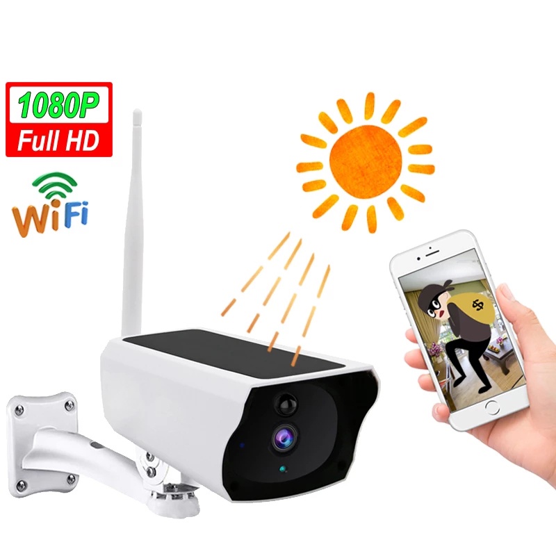 SKSTECH Solar CCTV Camera 1080P Wifi Camera PIR Detection 2MP HD ...