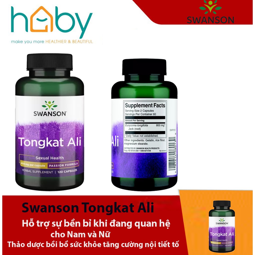 Tongkat Ali Swanson physiological support oral tablet 400mg 120 tablets ...