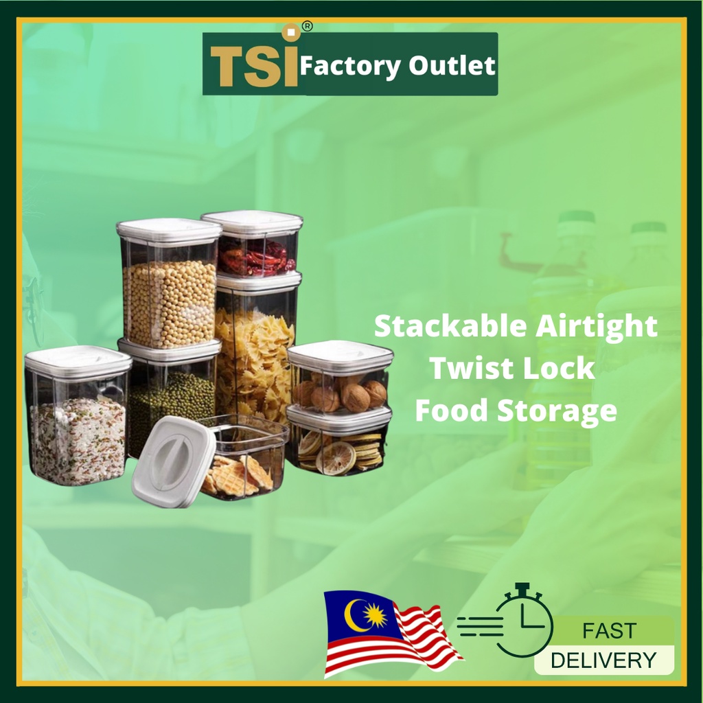 TSI Stackable Airtight Twist Lock Transparent Food Storage Container ...