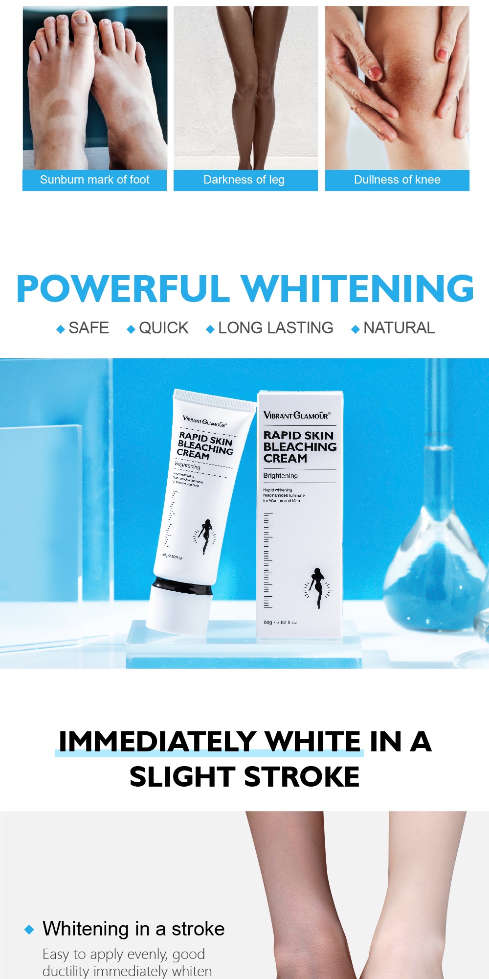 VIBRANT GLAMOUR Whitening Cream Rapid Skin Bleaching Cream Moisturizing