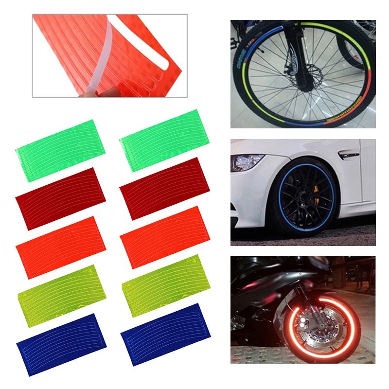 Bicycle Wheel Rim Reflective Stickers / Safety Warning Strips Decals