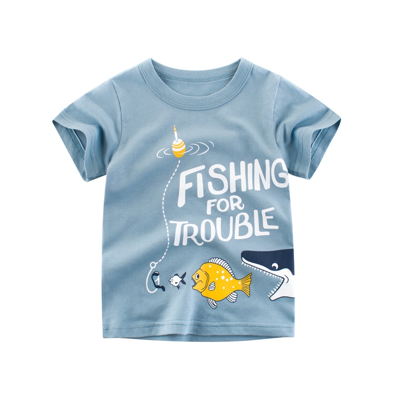 Children Clothing Fish Prints Baby Shirt Boys Short-sleeved T