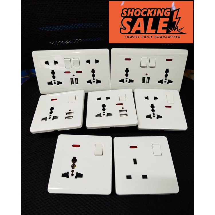 ⚡️SHOCKING SALE⚡️ 13A HIGH CLASS WALL SWITCH ( WHITE ) MULTI USB CHINA ...